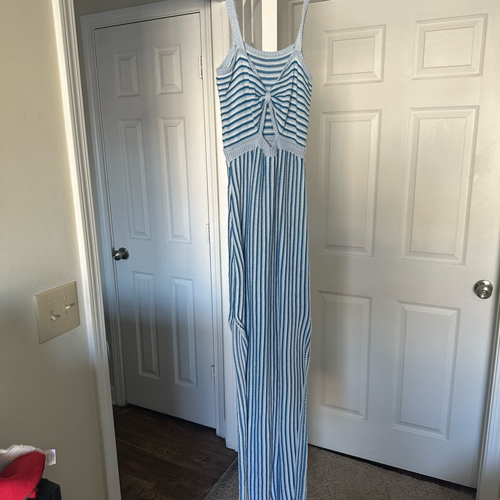 SHEIN Blue and White Striped Maxi Dress